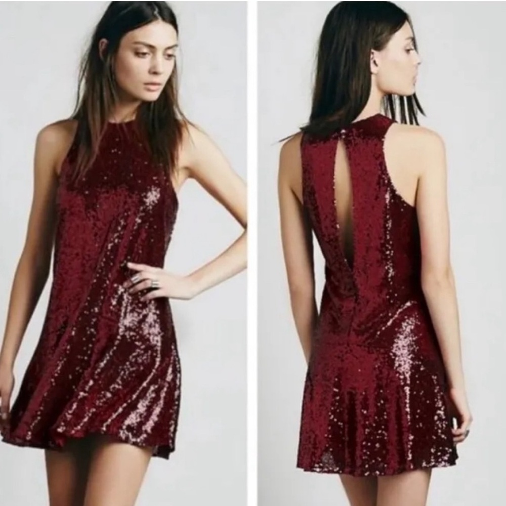 Free People Red Sequin Dress
